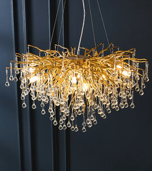 Vivacious Crystal Chandelier, Tree Branch Chandelier, Raindrop Ceiling Pendant Hanging Light Fixture, Chandeliers for Dining Room, Living Room, Bedroom, Entryway